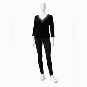 Olsen Elegant Black Velvet Top